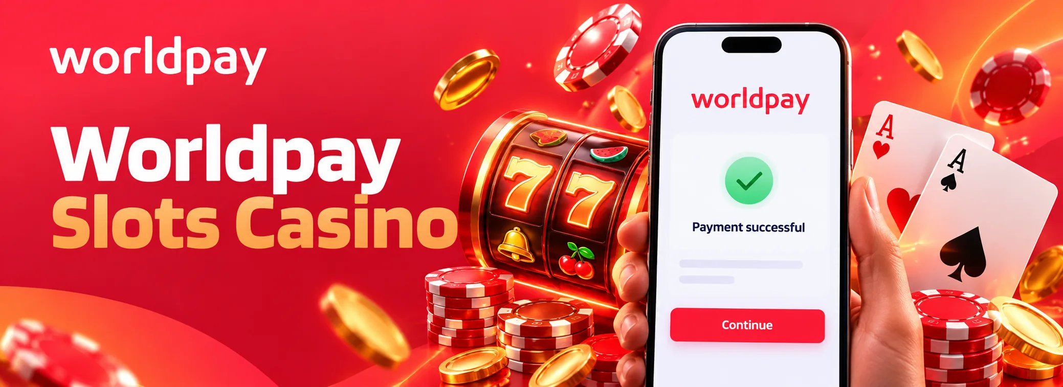 Worldpay Slots Casino welcome offer banner showing 200 free spins and a £500 match